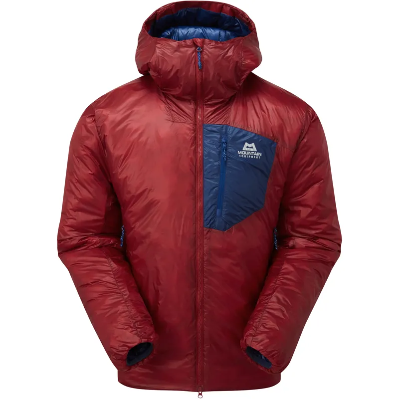 Mountain Equipment Mens Oreus Hooded Jacket in Merlot Admiral Blue