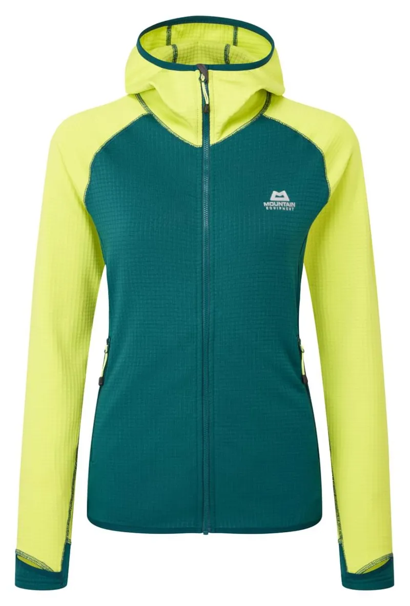 Mountain Equipment Womens Eclipse Hooded Jacket in Deep Teal Fresh Green